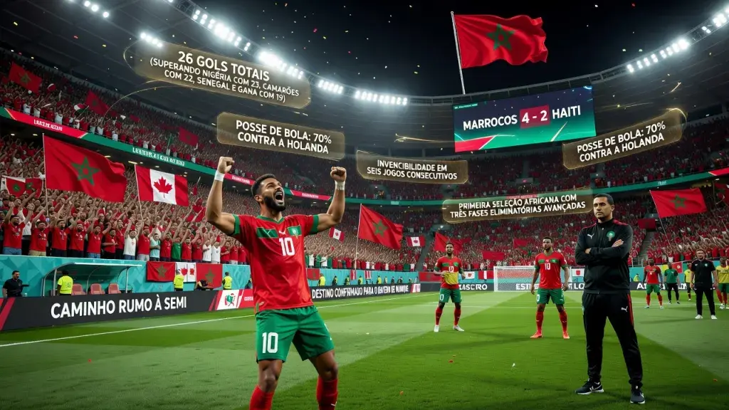 Marrocos quebra recordes africanos na Copa e mira semifinal inédita